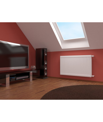 На фото Steel panel radiator Hi-Therm with side connection